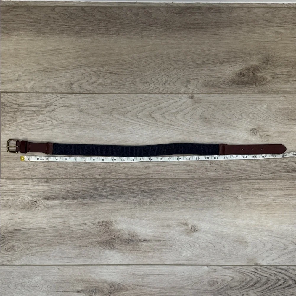 Polo Ralph Lauren Brown Leather and Navy blue Woven Belt.